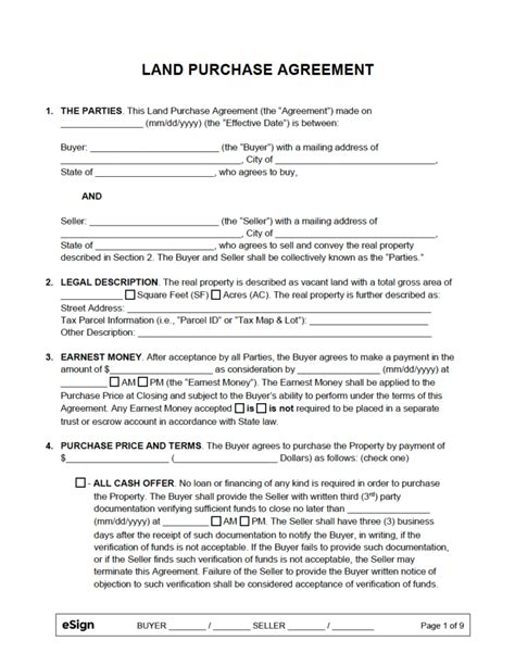 Simple Land Purchase Agreement Form | Template Business